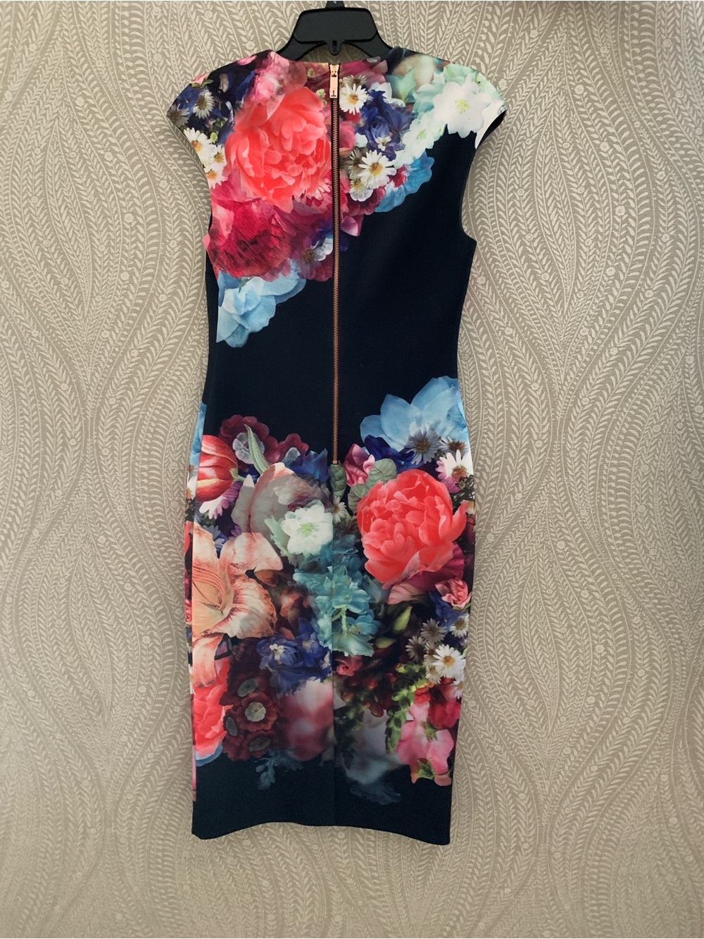 Ted Baker London Navy Floral-Print Midi Dress